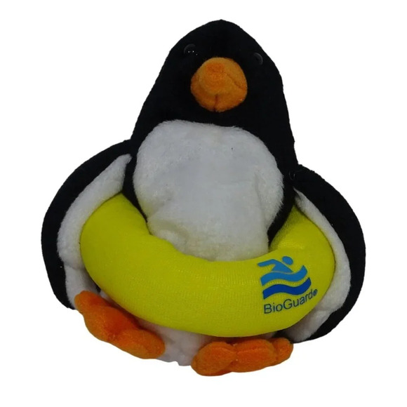BioGuard Logo Penguin Plush Toy With Yellow Swim Ring Stuffed Animal 4.5 inch - Picture 1 of 5